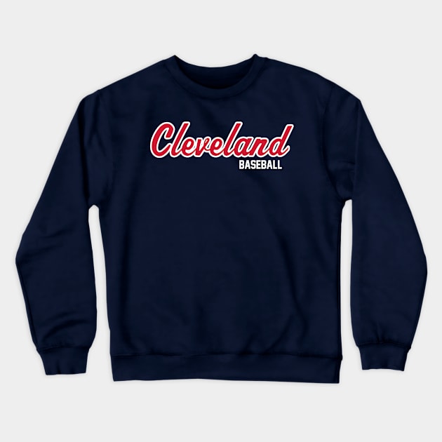 Cleveland Baseball Script Crewneck Sweatshirt by twothree